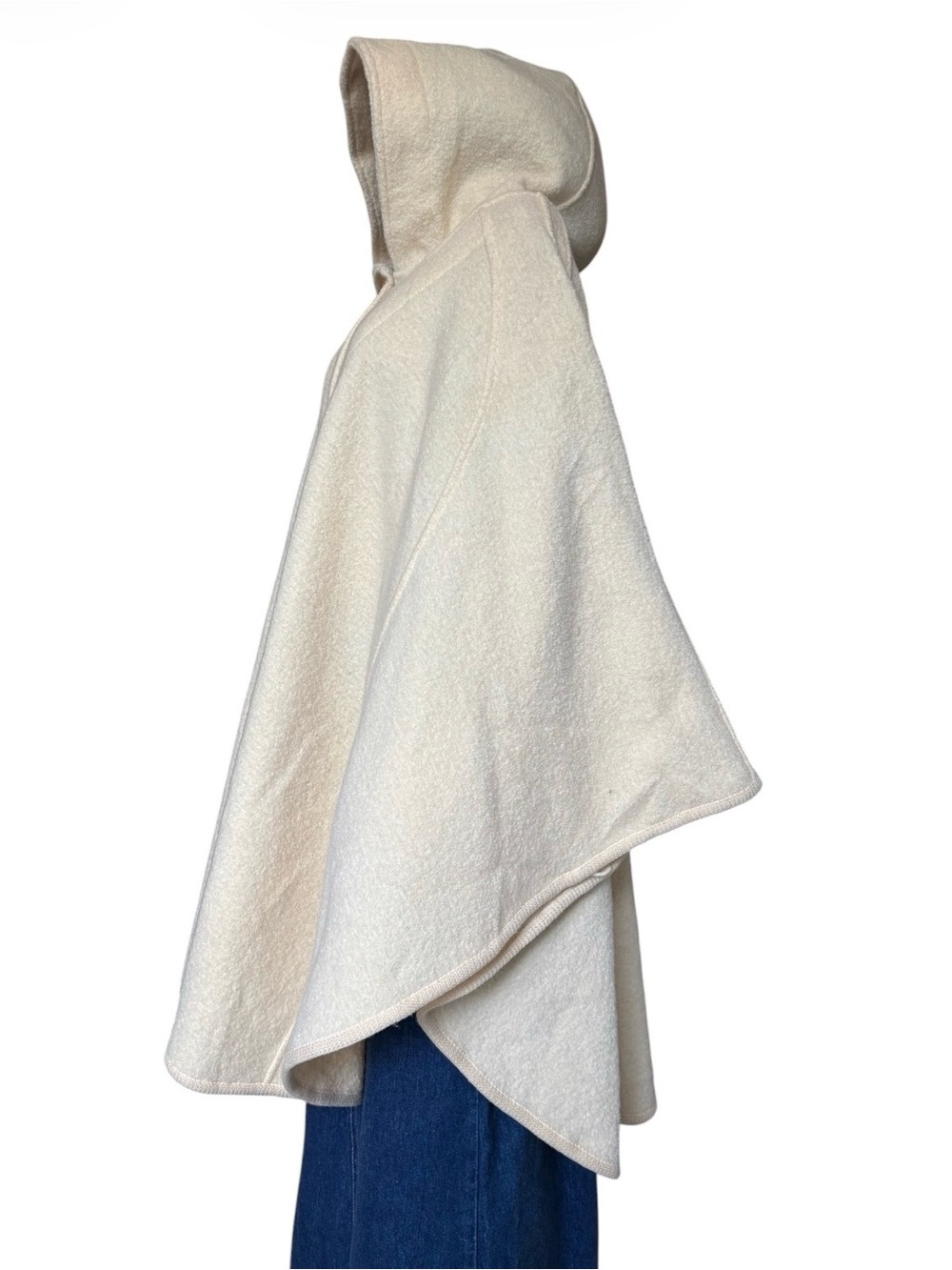 Vintage Tundra Canada 100% Wool Cocoon Cape Coat One Size Cream Hooded